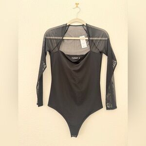 Abercrombie & Fitch Black Sheer Sleeve Bodysuit
